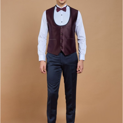 Men Embroidered Slim-Fit Single-Breasted Five-Piece Suit