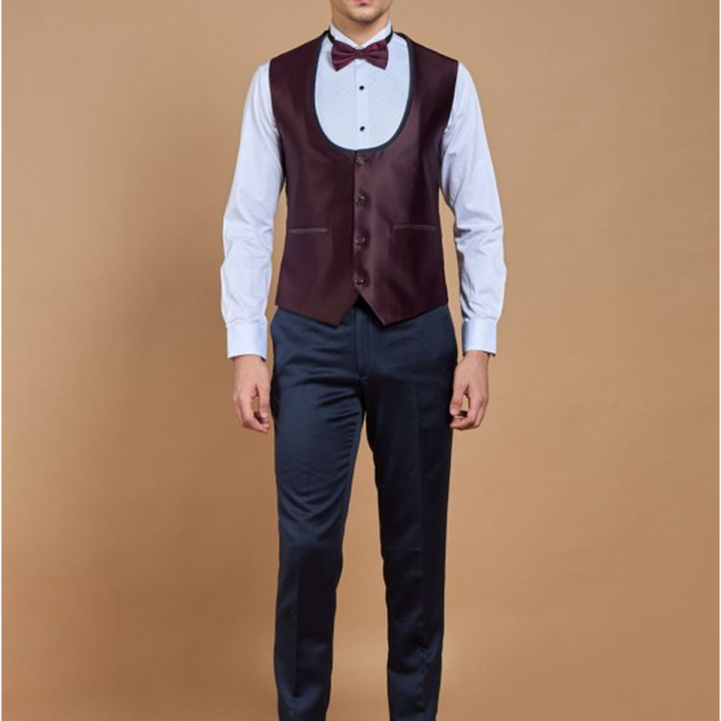 Men Embroidered Slim-Fit Single-Breasted Five-Piece Suit