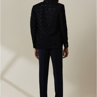 Embroidered Velvet Bhandhagala Blazer & Trouser Indo Western suit
