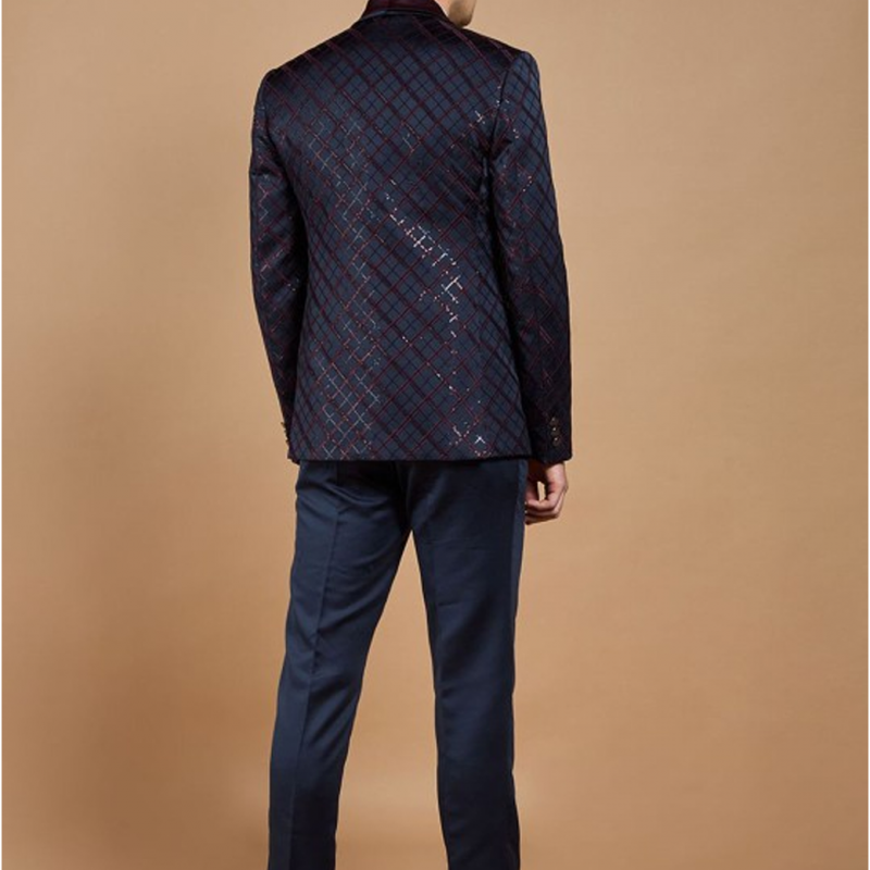 Men Embroidered Slim-Fit Single-Breasted Five-Piece Suit