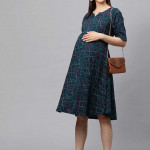 Women Green Printed Maternity Nursing Dress