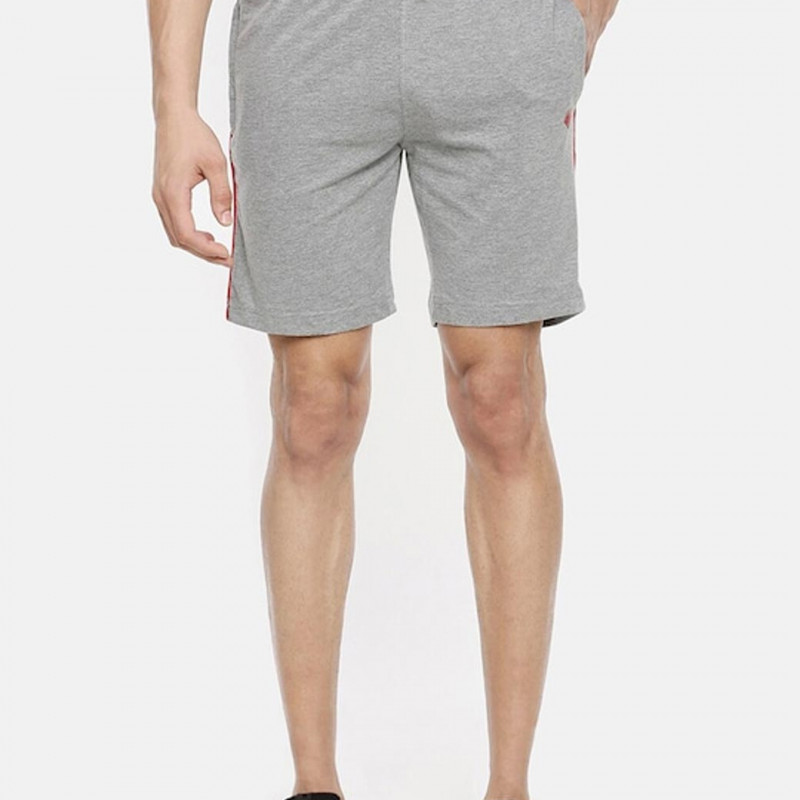 Men Grey Melange Solid Lounge Shorts